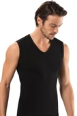 ERDEM İÇ GİYİM Erdem Siyah Slim Fit Kolsuz Derin V Yaka Atlet 1118 thumbnail 1