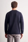 Lacivert Uzun Kol Bisiklet Yaka Düz Pamuklu Comfort Fit Sweatshirt 1013255150 thumbnail 5