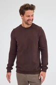 Kahverengi Uzun Kol Bisiklet Yaka Düz Pamuklu Comfort Fit Sweatshirt 1013255150 thumbnail 6