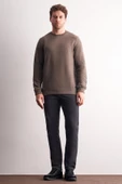 Açık Haki Uzun Kol Bisiklet Yaka Düz Pamuklu Comfort Fit Sweatshirt 1013255150 thumbnail 2
