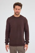 Kahverengi Uzun Kol Bisiklet Yaka Düz Pamuklu Comfort Fit Sweatshirt 1013255150 thumbnail 3