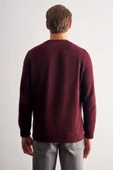 Bordo Uzun Kol Bisiklet Yaka Düz Pamuklu Comfort Fit Sweatshirt 1013255150 thumbnail 5