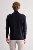 Koyu Lacivert Yarım Balıkçı Yaka Uzun Kol Cepsiz Comfort Fit Pamuklu Triko Kazak 1012255212 thumbnail 5