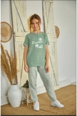 Weweus Yeşil Kız Çocuk Düğmeli Pijama Takımı 804 - 2