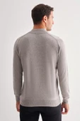 Gri Fermuarlı Dik Yaka Uzun Kol Cepsiz Comfort Fit Classic Pamuklu Triko Kazak 1012255201 - 5