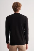 Siyah Fermuarlı Dik Yaka Uzun Kol Cepsiz Comfort Fit Classic Pamuklu Triko Kazak 1012255201 - 5