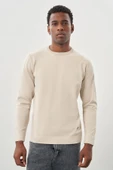Taş Rengi Uzun Kollu Örme Bisiklet Yaka Pamuklu Slim Fit Dar Kesim Triko 1012245151 thumbnail 1