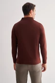 Taba Uzun Kol Fermuarlı Yaka Cepsiz  Slim Fit  Triko 1012255150 - 5