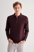 Mürdüm Uzun Kol Fermuarlı Yaka Cepsiz  Slim Fit  Triko 1012255150 - 1