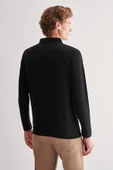 Siyah Uzun Kol Fermuarlı Yaka Cepsiz  Slim Fit  Triko 1012255150 - 5