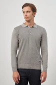 Taş Rengi Uzun Kol Kendinden Desenli Örme Polo Yaka Classic Comfort Fit Triko 1012245162 - 4