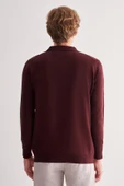 Bordo Polo Yaka Cepsiz Comfort Fit Classic Pamuklu Triko Kazak 1012255007 - 5