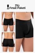 Weweus Siyah 3'lü Micro Modal Premium Erkek Boxer 14183 thumbnail 1