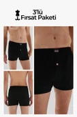 ERDEM İÇ GİYİM Erdem 3'lü Siyah Penye Boxer 1400 thumbnail 1