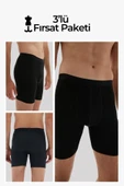 ERDEM İÇ GİYİM Weweus 3'lü Siyah Erkek Süper Ince Doğal Bambu Lüks Uzun Boxer 1013 thumbnail 1