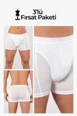 Weweus Beyaz 3'lü Micro Modal Premium Erkek Boxer 14183 thumbnail 1