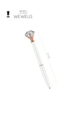 Weweus Beyaz Rose Detaylı Kristal Şekil Lüks Tükenmez Kalem thumbnail 4