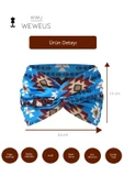 Mavi Baklava Desen Premium Kadın Saç Bandı - 4