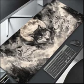 90X40 CM AY VE KURT TEMALI KAYDIRMAZ TABAN SPEED YÜZEY OYUNCU MOUSE PAD GAMİNG - 2