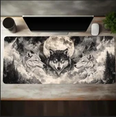 90X40 CM AY VE KURT TEMALI KAYDIRMAZ TABAN SPEED YÜZEY OYUNCU MOUSE PAD GAMİNG - 1