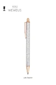 Weweus Beyaz Rose Detaylı Acık Gri Simli Lüks Tükenmez Kalem thumbnail 1