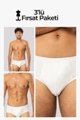 ERDEM İÇ GİYİM Erdem 3'lü Beyaz Penye Slip 13003 - 1