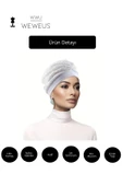 Weweus Beyaz Çiçek Kabartma Desen Premium Kadın Bone - 3
