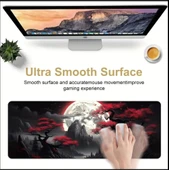 90X40 CM KARANLIK KIRMIZI AY TEMALI KAYDIRMAZ TABAN SPEED YÜZEY OYUNCU MOUSE PAD GAMİNG thumbnail 3