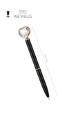 Weweus Siyah Kristal Kalp Tasarım Lüks Tükenmez Kalem thumbnail 4