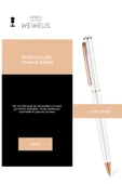Weweus Beyaz Rose Detaylı Düz Geçmeli Lüks Tükenmez Kalem thumbnail 5