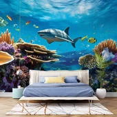 Köpek Balığı ve Mercan Manzaralı Duvar Kağıdı thumbnail 2