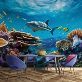 Köpek Balığı ve Mercan Manzaralı Duvar Kağıdı thumbnail 5