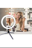 LED Işıklı Telefon Tutuculu Masaüstü Tripod  Canlı Yayın, Video ve Makyaj İçin Halkalı Ring Light - 5