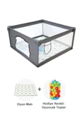 Premio Keten Güvenli Bebek Ve Çocuk Oyun Alanı Oyun Parkı 120x120 Oyun Matı Ve Topları - 1