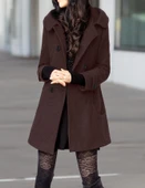 Yaka Detaylı Büyük Düğmeli Kaşe Kaban thumbnail 1