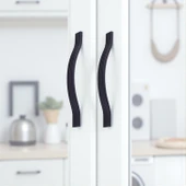 Akasya Siyah Metal Kulp 128 mm Modern Mobilya Çekmece Kolu Mutfak Dolabı ve Kapak Kulpları Dayanıklı thumbnail 2