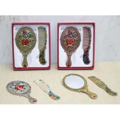 Gül Tasarımı Ayna Ve Tarak Seti Küçük Boy thumbnail 1