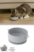 Silikon Evcil Hayvan Mama Kasesi, Kaydırmaz Vakum Tabanlı Kedi Köpek Mama Su Kabı Tabağı 200ml - 1