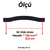 Akasya Siyah Metal 128 mm 10lu Set Mobilya Kulpu Çizgili Model Dayanıklı Uzun Ömürlü Modern Tasarım thumbnail 3