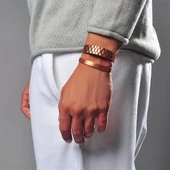 Nordic Style Bakır Kaplama Manyetik 22 cm Ayarlanabilir Bijuteri Bileklik - Unisex - Şık ve Özel thumbnail 4