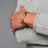 Nordic Style Bakır Kaplama Manyetik 22 cm Ayarlanabilir Bijuteri Bileklik - Unisex - Şık ve Özel thumbnail 2