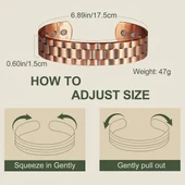 Nordic Style Bakır Kaplama Manyetik 22 cm Ayarlanabilir Bijuteri Bileklik - Unisex - Şık ve Özel thumbnail 6