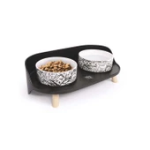 M-Pets Altitude Urban Style Double Raised Pet Bowl 2li Siyah Beyaz thumbnail 4