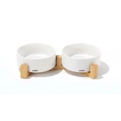 M-Pets Opera Ceramic Bowls Bambu Standlı 2x350 ml Beyaz thumbnail 2