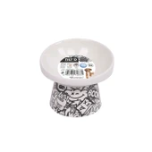 M-Pets Urbanstyle Tilt'd Raised Ceramic Bowl 150ml Siyah Beyaz thumbnail 2