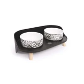 M-Pets Altitude Urban Style Double Raised Pet Bowl 2li Siyah Beyaz thumbnail 3