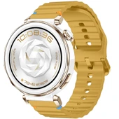 Huawei Watch GT5 Pro 42mm İle Uyumlu Dalga Desenli Tokalı Yumusaş Soft Silikon Kordon  Sarı - 1
