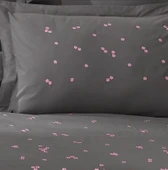 Hobby Çift Kişilik Poplin Premium Nakışlı Nevresim Spring Gri - 3