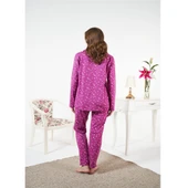 Estiva Likralı Penye Önden Düğmeli Bayan Pijama Takım thumbnail 2