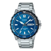 Casio MTD-125D-2A1VDF Gün ve Takvim Göstergeli 10 ATM Suya Dayanıklı Çelik Kordon Metalik Renk Erkek Kol Saati - 1